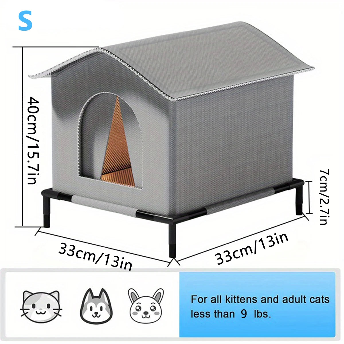 Tuzwa Outdoor Cat House – Waterproof Foldable Cat Shelter with Cooling Mat, Oxford Fabric Pet House for Cats & Small Dogs
