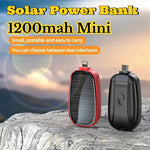 Tuzwa Solar Mini Power Bank Keychain – 1200mAh Portable Phone Charger with 5W Output, Built-In Plug & Solar Panel for Travel & Outdoor Use