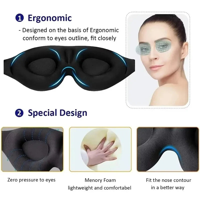 Tuzwa 3D Contoured Sleep Eye Mask – Light Blocking Ergonomic Sleeping Mask, Soft Breathable Polyester Rayon Eye Cover for Travel & Rest