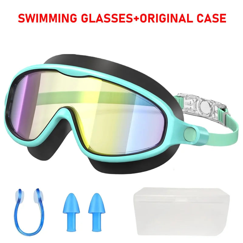 Tuzwa Kids Swim Goggles | Wide View Anti-Fog Swimming Goggles with UV Protection & Leakproof Comfort for Boys & Girls Ages 3–15
