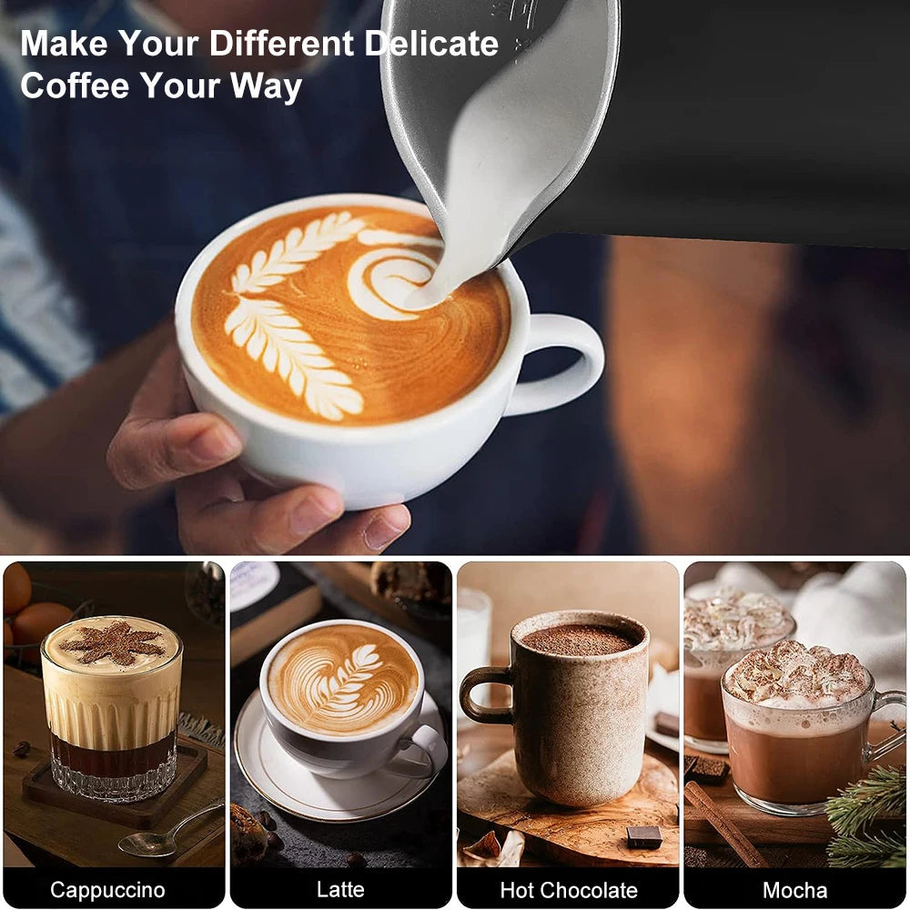 Tuzwa 4-in-1 Electric Milk Frother – Automatic Hot & Cold Milk Foamer for Latte, Cappuccino, Coffee & Milk Drinks