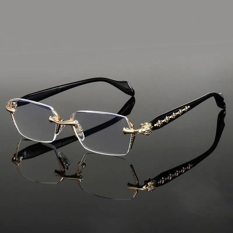 Tuzwa Frameless Blue Light Blocking Glasses – Lightweight Alloy Rectangle Computer Glasses for Work, Gaming & Screen Use