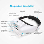 Tuzwa LED Headband Magnifier with Adjustable Brightness – Illuminated Hands-Free Magnifying Glass for Soldering, Electronics, Crafts & Repairs