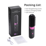 Tuzwa Cordless Hair Straightener Brush – Rechargeable Ceramic Heated Styling Brush, 4 Heat Settings, 140°C–200°C