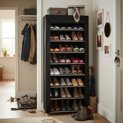 Shoe Rack for Closet and Entryway, Tall Vertical Shoe Rack Organizer, 30 Pair Narrow Shoe Storage Stand for Hallway