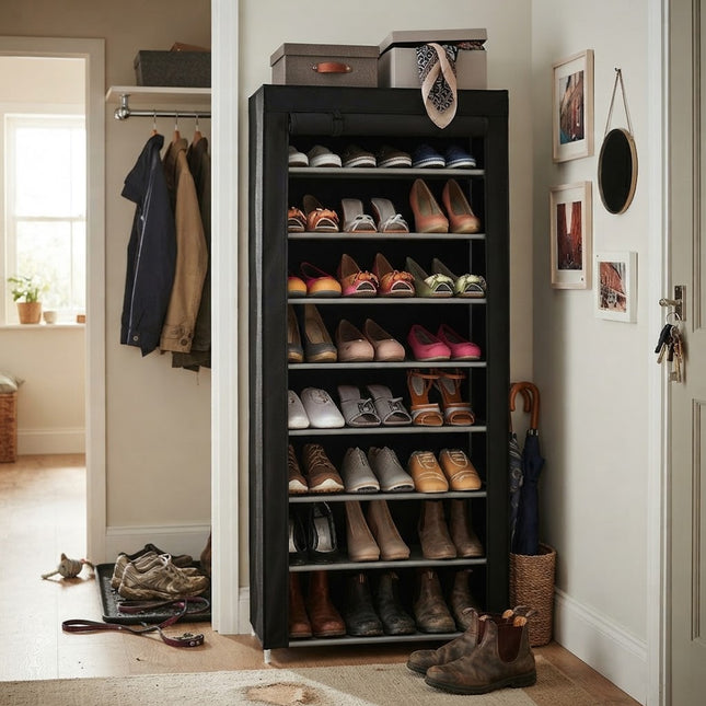 Shoe Rack for Closet and Entryway, Tall Vertical Shoe Rack Organizer, 30 Pair Narrow Shoe Storage Stand for Hallway