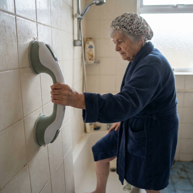 Suction Cup Grab Bar for Bathroom, Bath Grab Bar for Elderly and Disabled, Bathroom Safety Bar with Pressure Locks