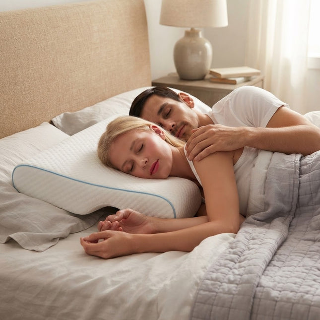 Side Sleeper Pillow, Memory Foam Pillow with Arm Tunnel for Couples, L Shaped Cuddle Pillow