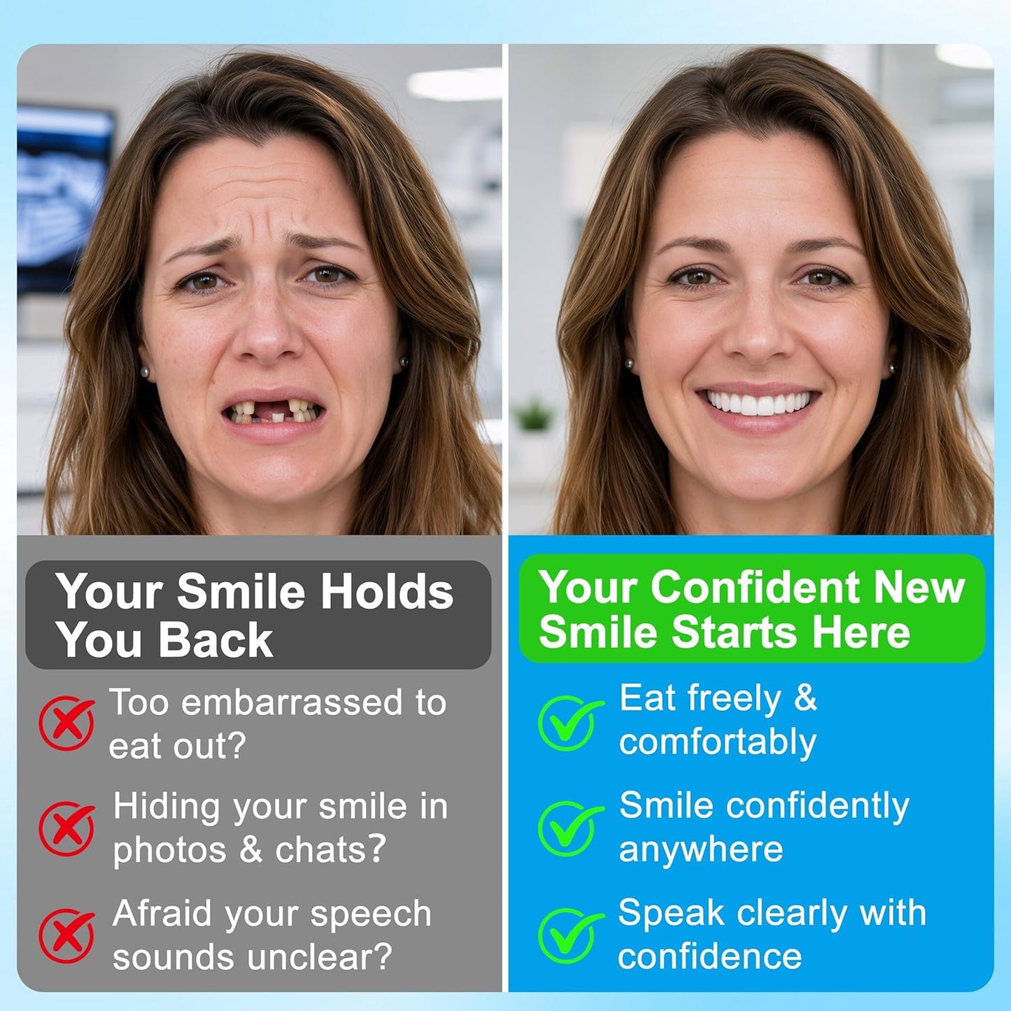 Silicone Dentures | Natural-Looking Boil and Bite Design for Comfortable Fit | Easy to Clean for Daily Wear 1