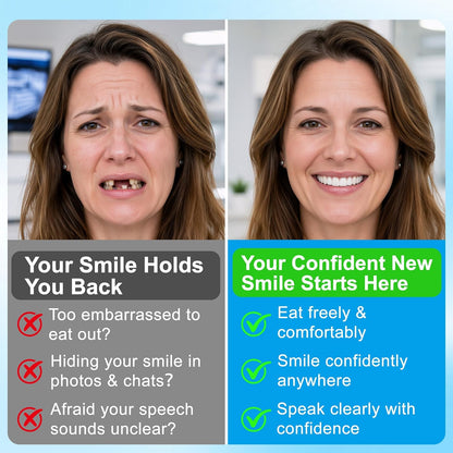 Silicone Dentures | Natural-Looking Boil and Bite Design for Comfortable Fit | Easy to Clean for Daily Wear 1