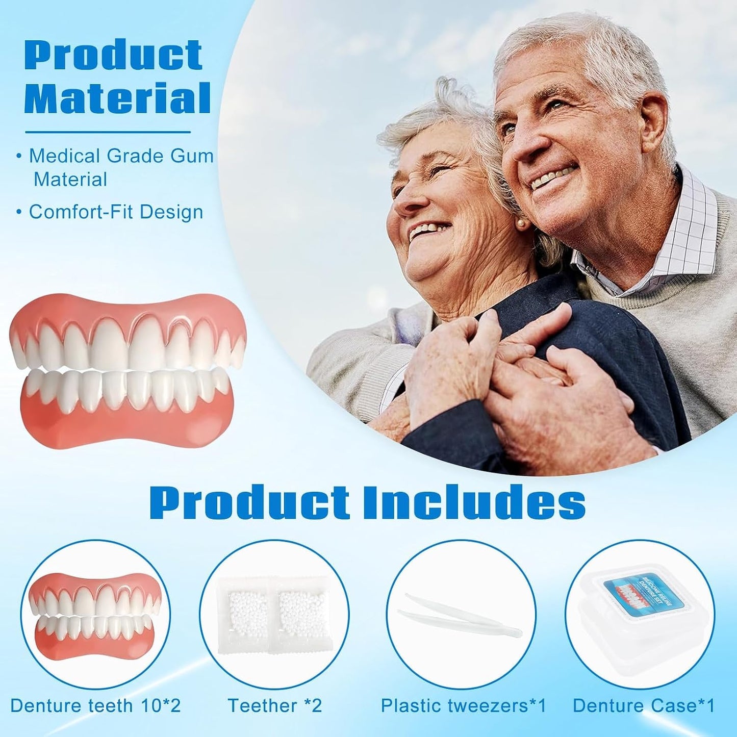 Silicone Dentures | Natural-Looking Boil and Bite Design for Comfortable Fit | Easy to Clean for Daily Wear 6