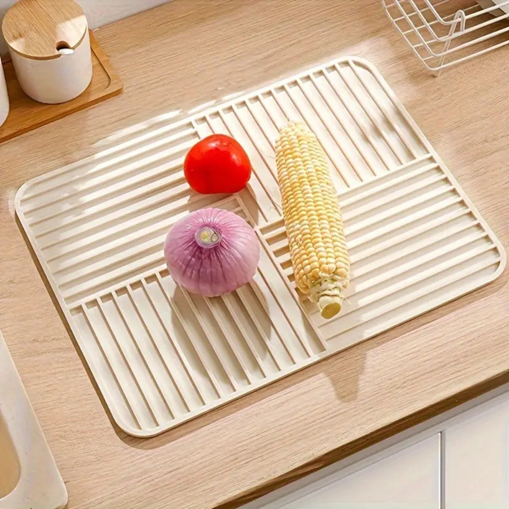 Silicone Dish Drying Mat with Heat Resistance | Foldable Anti-Slip Kitchen Organizer for Effortless Drying 0