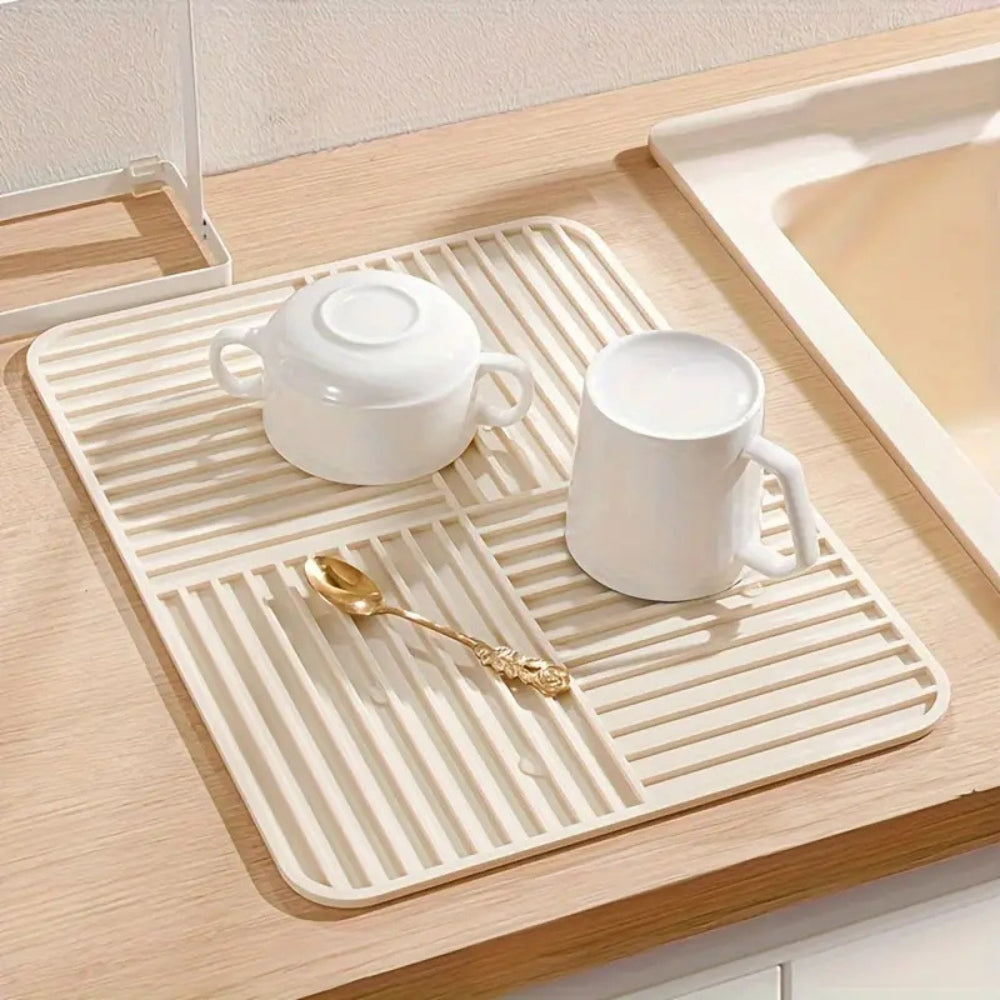 Silicone Dish Drying Mat with Heat Resistance | Foldable Anti-Slip Kitchen Organizer for Effortless Drying 7