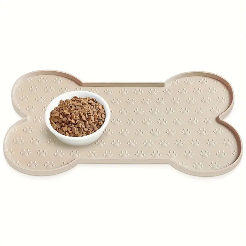 Silicone Pet Feeding Mat with Non-Slip Surface | Bone-Shaped Design for Mess-Free Mealtime 0