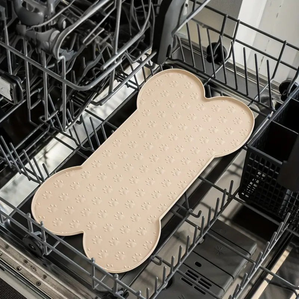 Silicone Pet Feeding Mat with Non-Slip Surface | Bone-Shaped Design for Mess-Free Mealtime 4