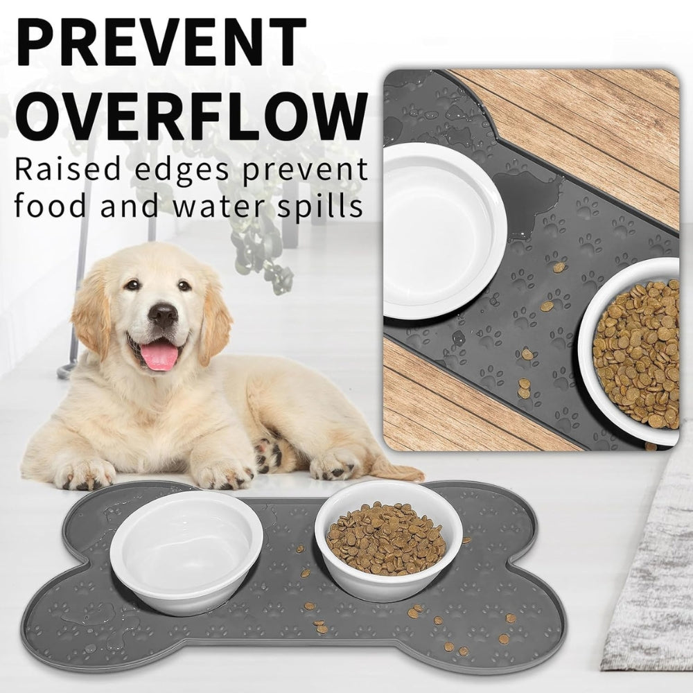 Silicone Pet Feeding Mat with Non-Slip Surface | Bone-Shaped Design for Mess-Free Mealtime 6