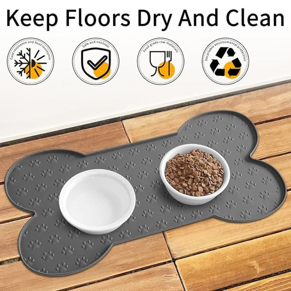 Silicone Pet Feeding Mat with Non-Slip Surface | Bone-Shaped Design for Mess-Free Mealtime 7