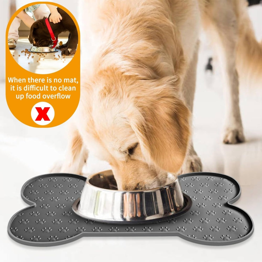 Silicone Pet Feeding Mat with Non-Slip Surface | Bone-Shaped Design for Mess-Free Mealtime 8