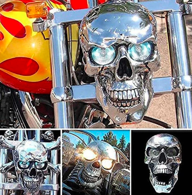 Skull LED Motorcycle Light with Retro Design for Enhanced Visibility 0
