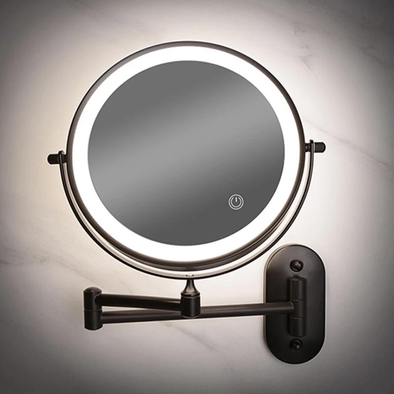 Sleek LED Magnifying Mirror with Adjustable Lighting for Flawless Makeup 0