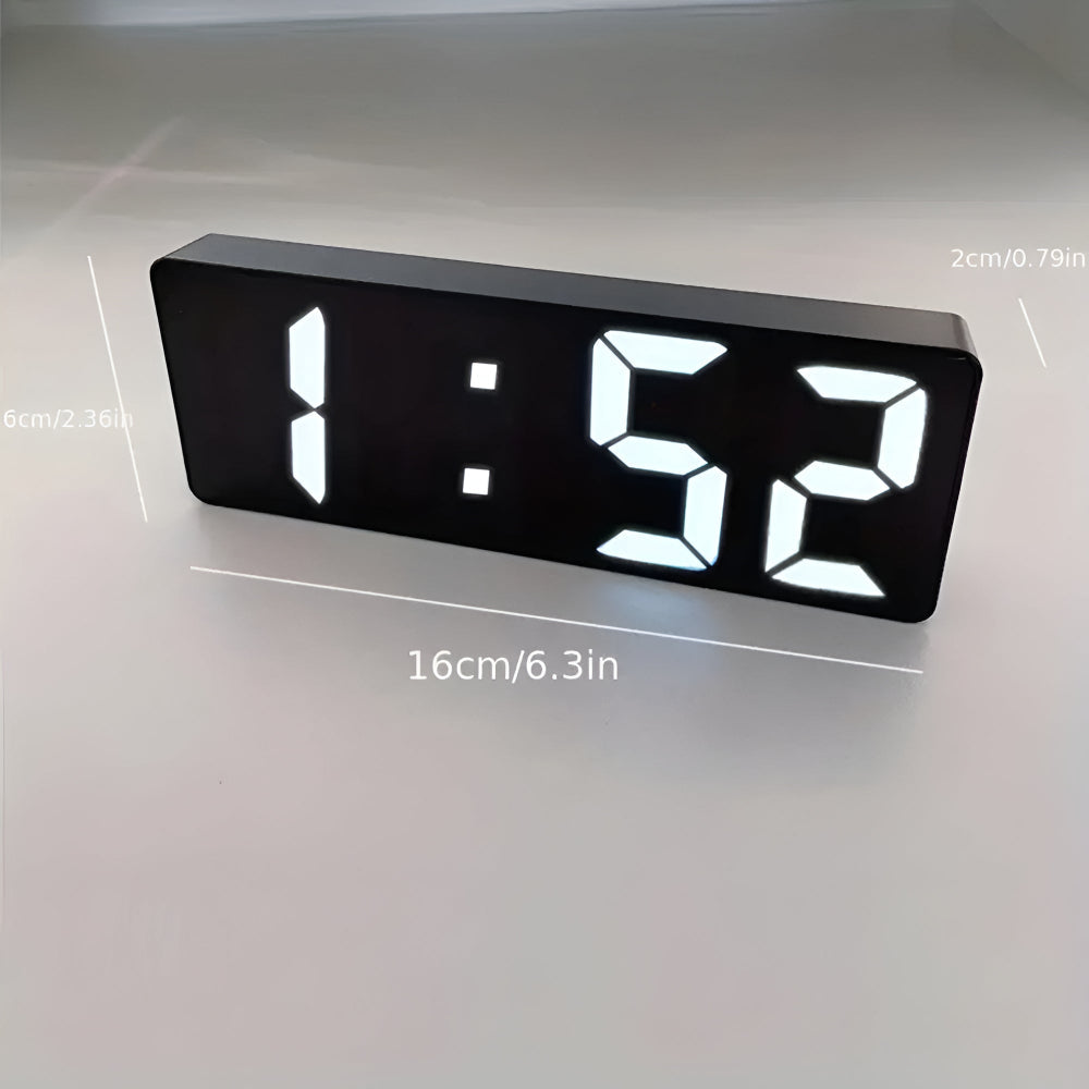 Sleek LED Mirror Alarm Clock with Adjustable Snooze | Modern Design for Time Management 0