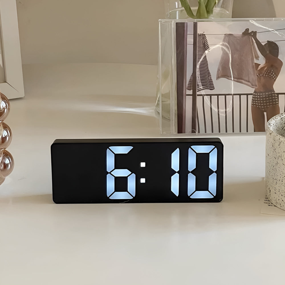 Sleek LED Mirror Alarm Clock with Adjustable Snooze | Modern Design for Time Management 6