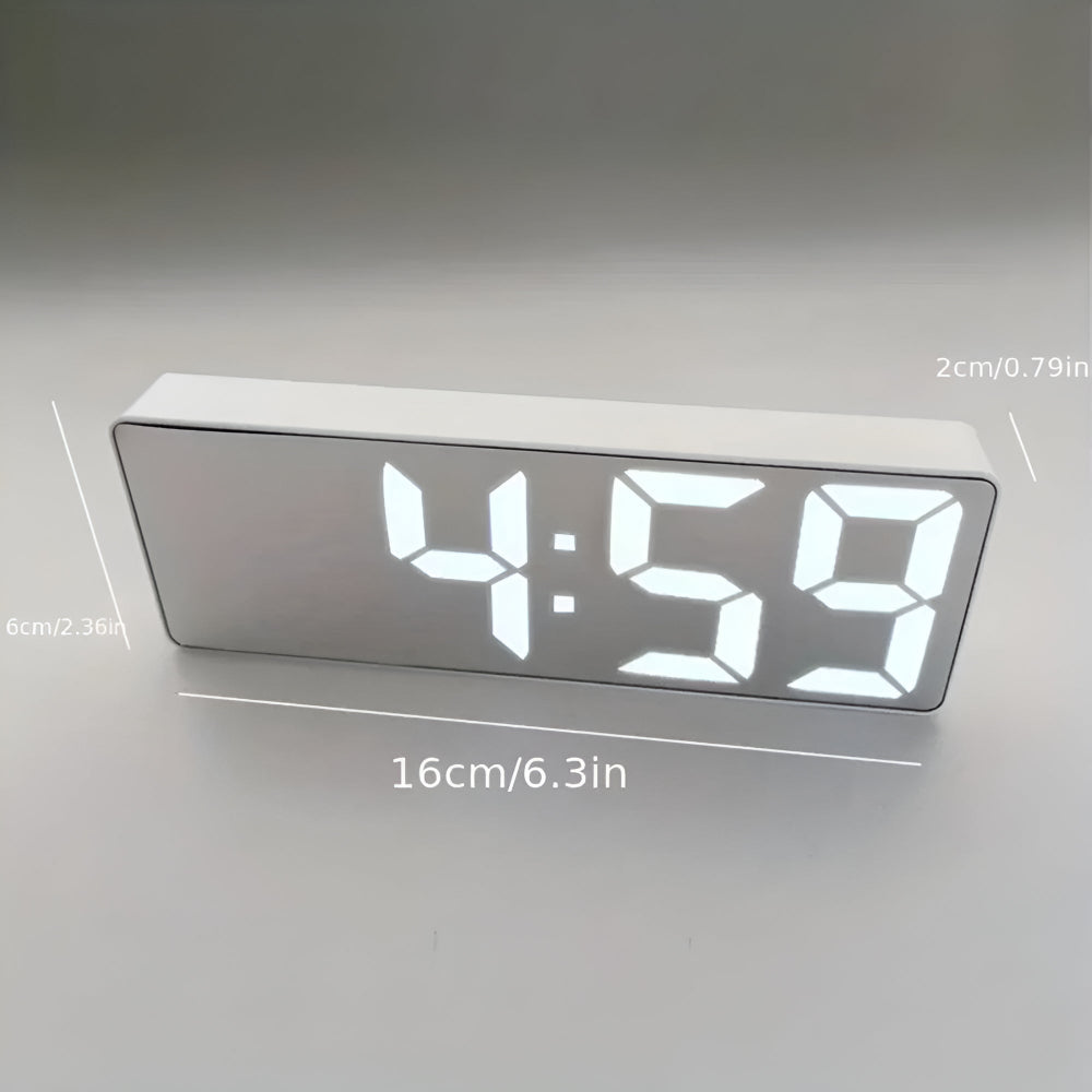 Sleek LED Mirror Alarm Clock with Adjustable Snooze | Modern Design for Time Management 8