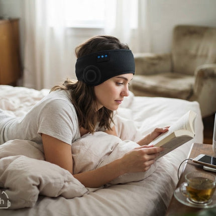 Sleep Headphones Headband, Bluetooth Headband with Flat Speakers and Mic, Wireless Sleep Headphones for Side Sleepers