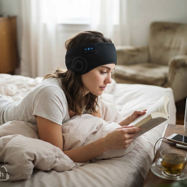 Sleep Headphones Headband, Bluetooth Headband with Flat Speakers and Mic, Wireless Sleeping Headphones for Side Sleepers