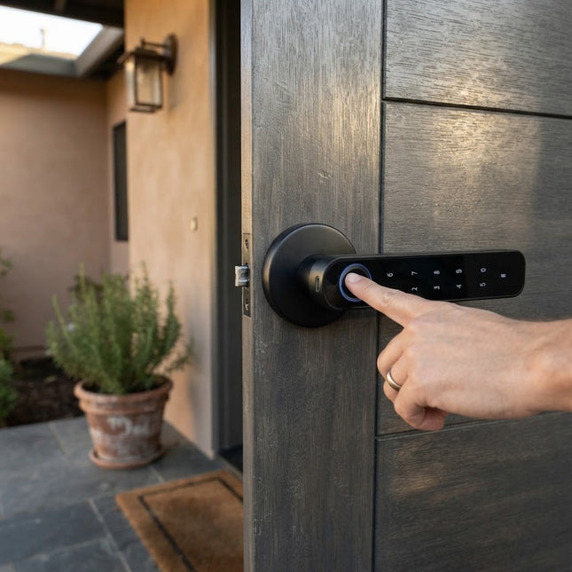 Smart Lock, Fingerprint Door Lock with Bluetooth App Control, Keyless Entry Door Lock with Mechanical Key Backup