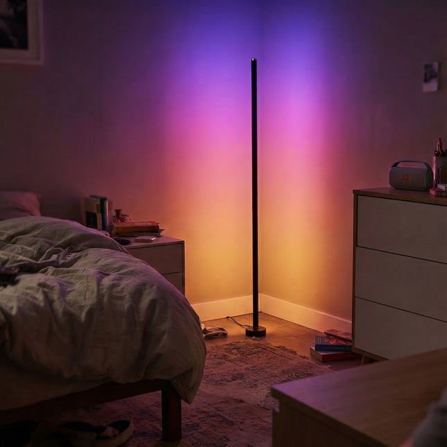 Floor Lamp for Bedroom, Smart LED Floor Lamp with Remote and Music Sync, RGB Corner Standing Lamp