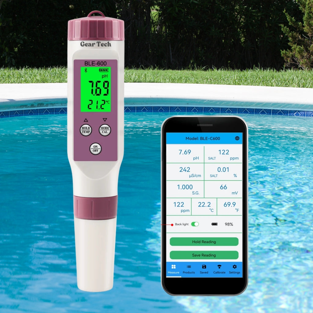 Smart Water Quality Tester | 7-in-1 Digital Pool Tester with App Control | Accurate pH and Chlorine Measurement 0