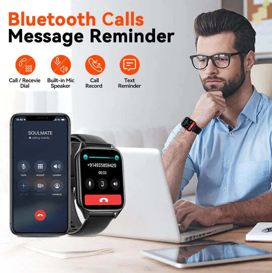 Smartwatch | Fitness Tracker with Non-Invasive Blood Glucose Monitoring | Bluetooth Calling for Health Management 8