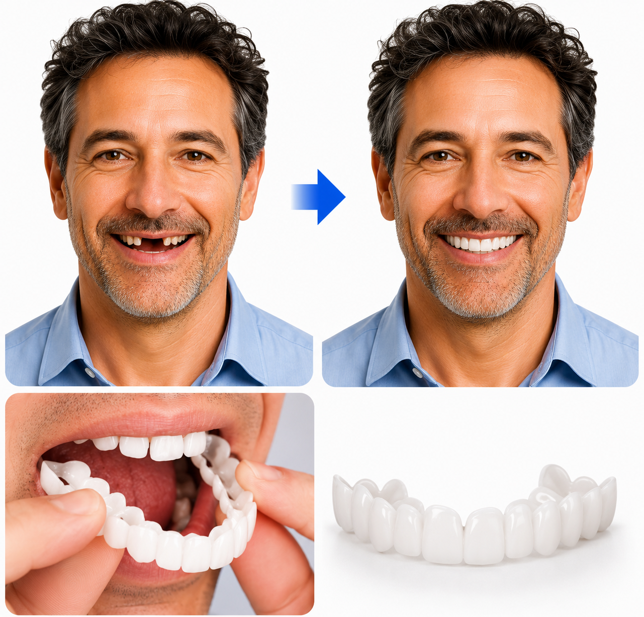 Smile Enhancer | Temporary Teeth Replacement Kit with Custom Fit | Natural-Looking Solution for Missing Teeth 0
