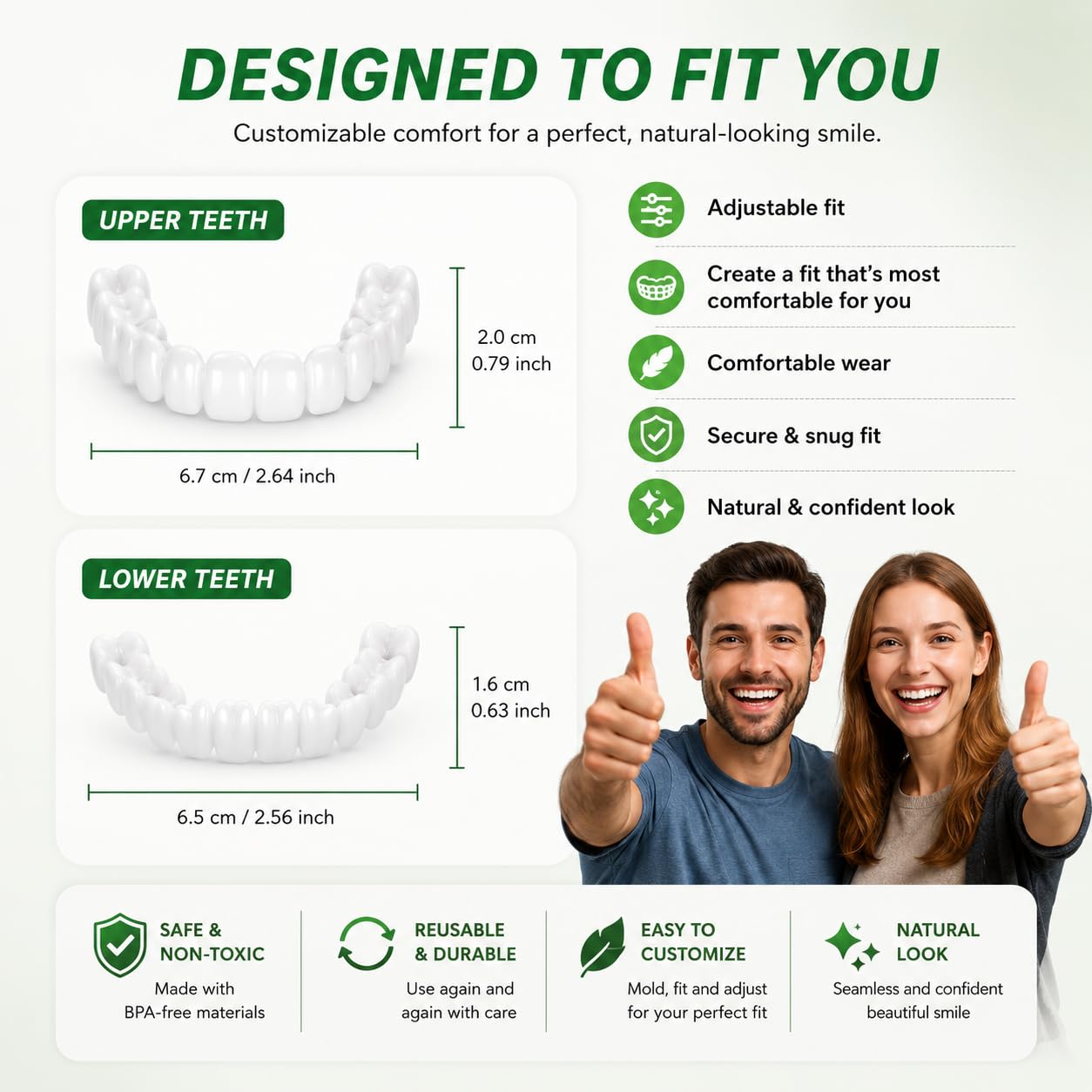 Smile Enhancer | Temporary Teeth Replacement Kit with Custom Fit | Natural-Looking Solution for Missing Teeth 5