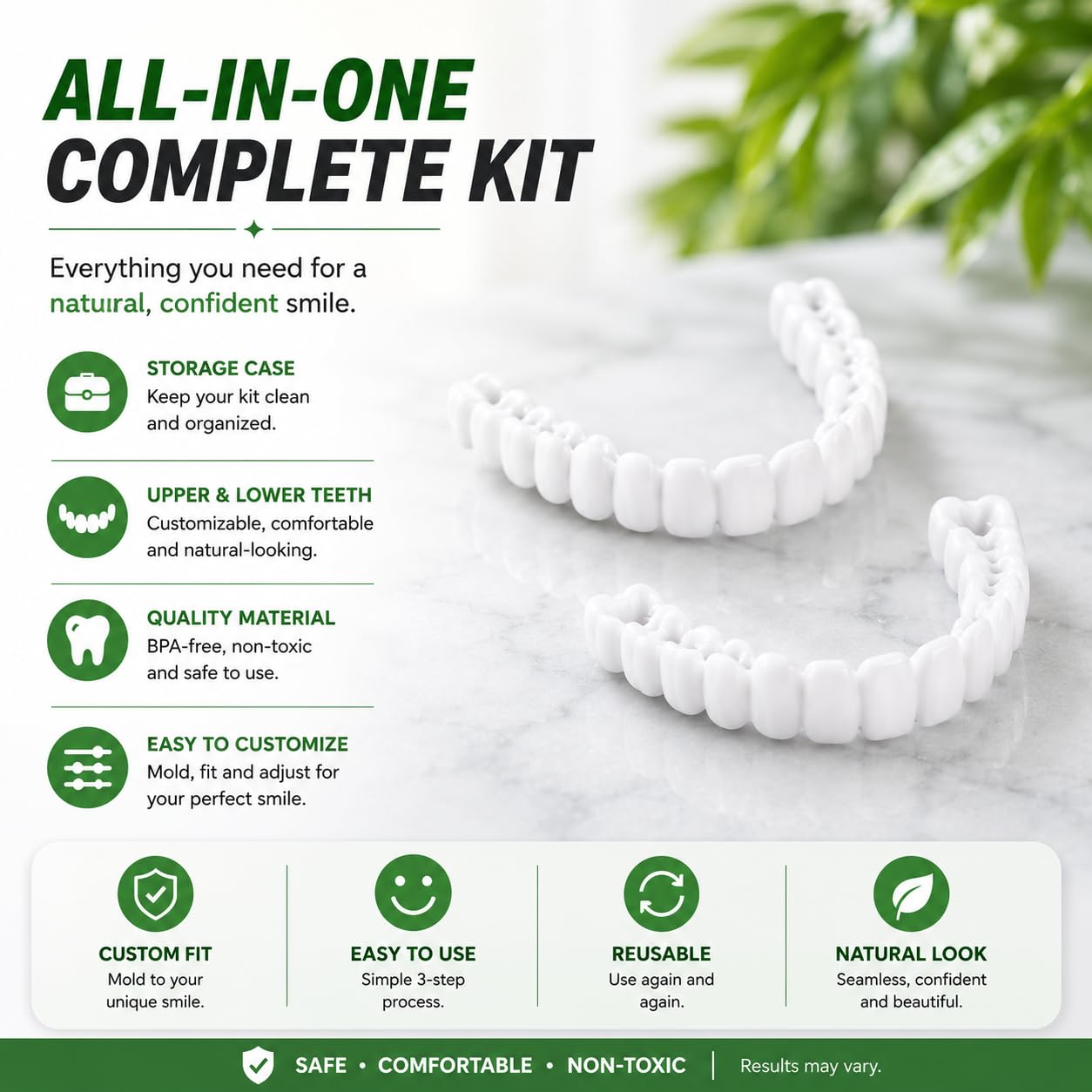 Smile Enhancer | Temporary Teeth Replacement Kit with Custom Fit | Natural-Looking Solution for Missing Teeth 6