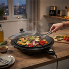 BBQ Grill for Indoor Use, Smokeless Electric Grill with Adjustable Thermostat, 14 in Nonstick Indoor Grill