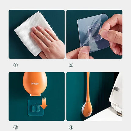 Toilet Brush and Holder Set, Flat Head Toilet Bowl Brush