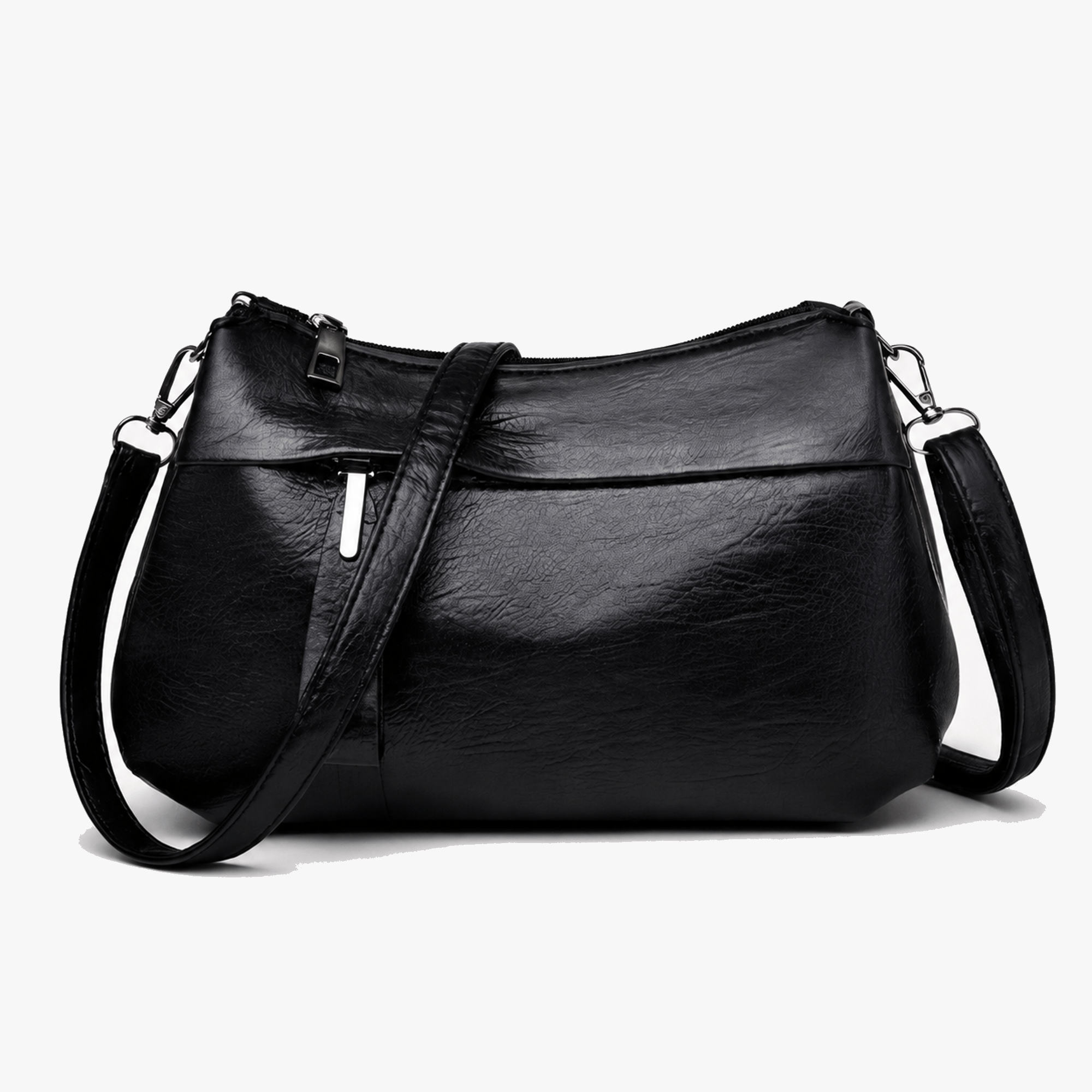 Soft Leather Crossbody Bag with 3 Organized Compartments | Stylish Purse for Everyday Convenience 0