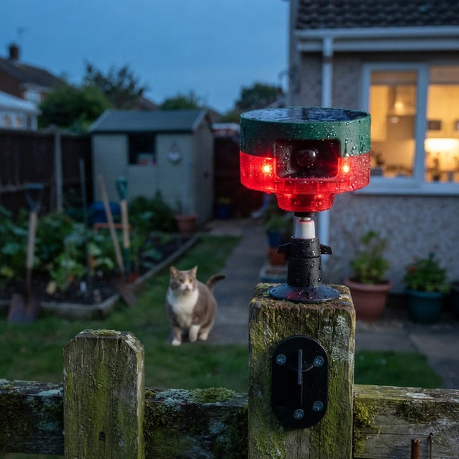 Deer Repellent for Yard, Rabbit Repellent, Solar Bird Deterrent with Motion Activated Alarm and Flashing LED Strobe