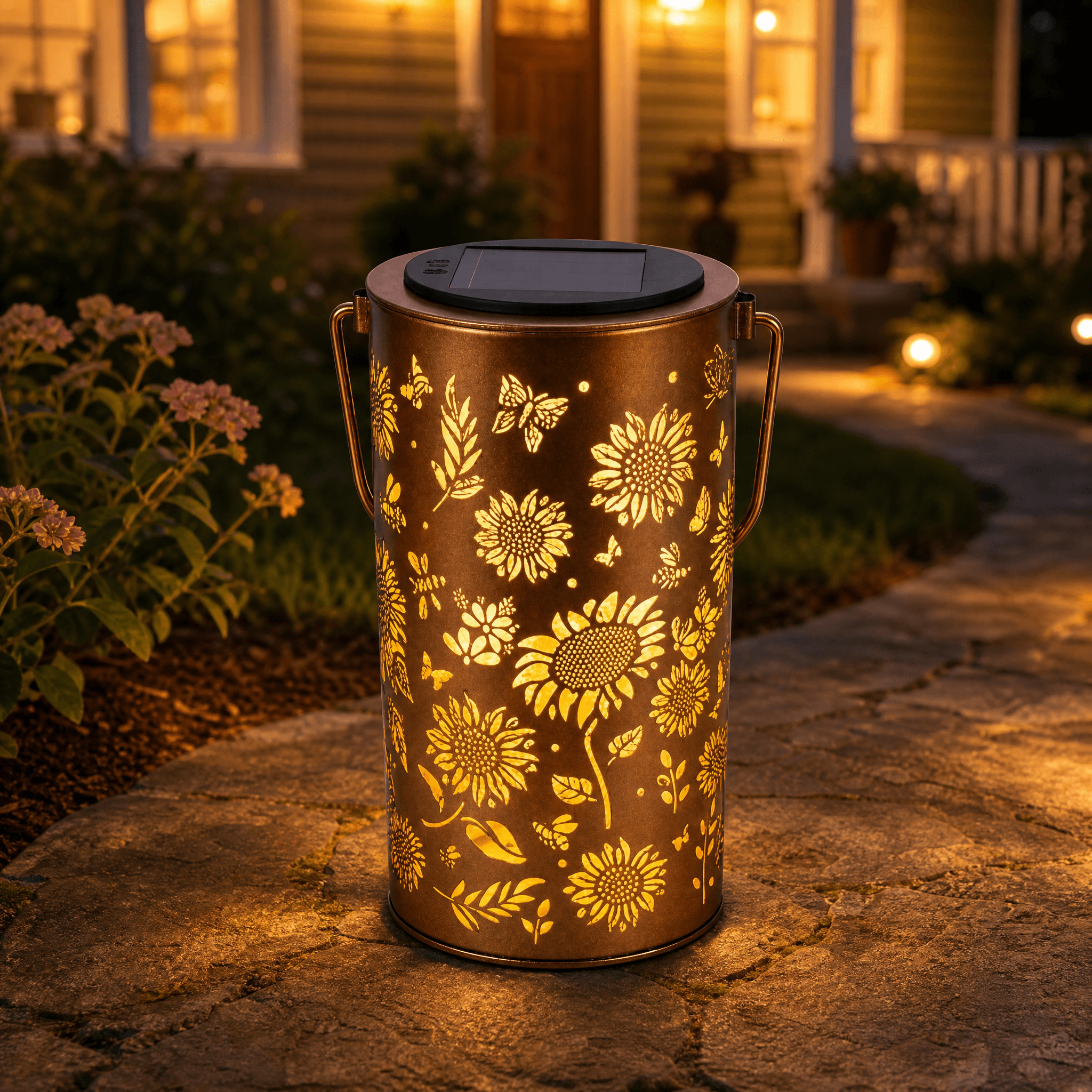 Solar Lanterns | Colorful Sunflower Design with Projected Patterns for Enchanting Garden Ambiance 0