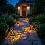 Solar Lanterns | Colorful Sunflower Design with Projected Patterns for Enchanting Garden Ambiance 6