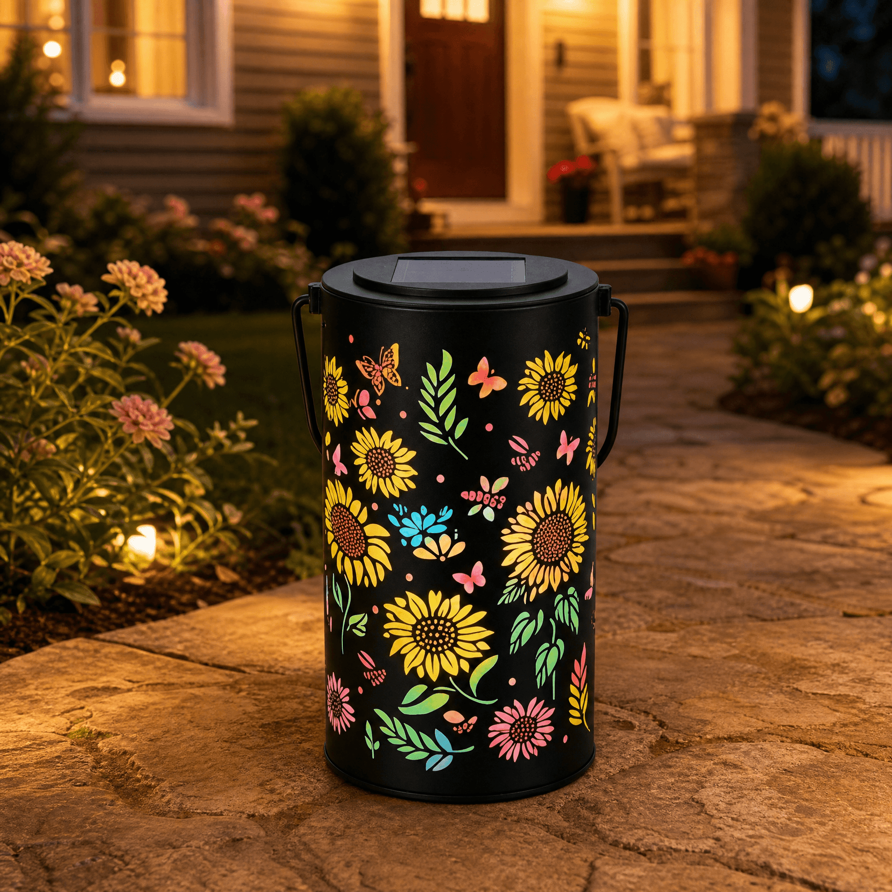 Solar Lanterns | Colorful Sunflower Design with Projected Patterns for Enchanting Garden Ambiance 9