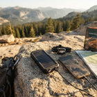 Solar Power Bank Waterproof, Solar Phone Charger with Waterproof Flashlight, Compact Dual Port Charger for Hiking