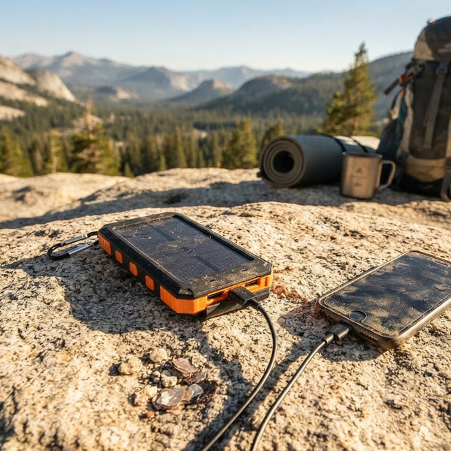 Portable Charger, Solar Power Bank with USB C, Rugged Portable Power Bank for Camping, Solar Phone Charger for Travel
