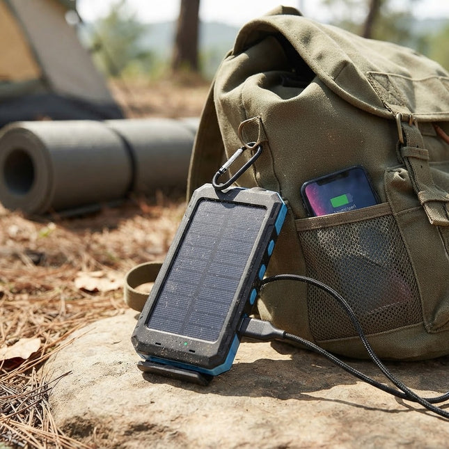 Portable Charger, Solar Power Bank with USB C