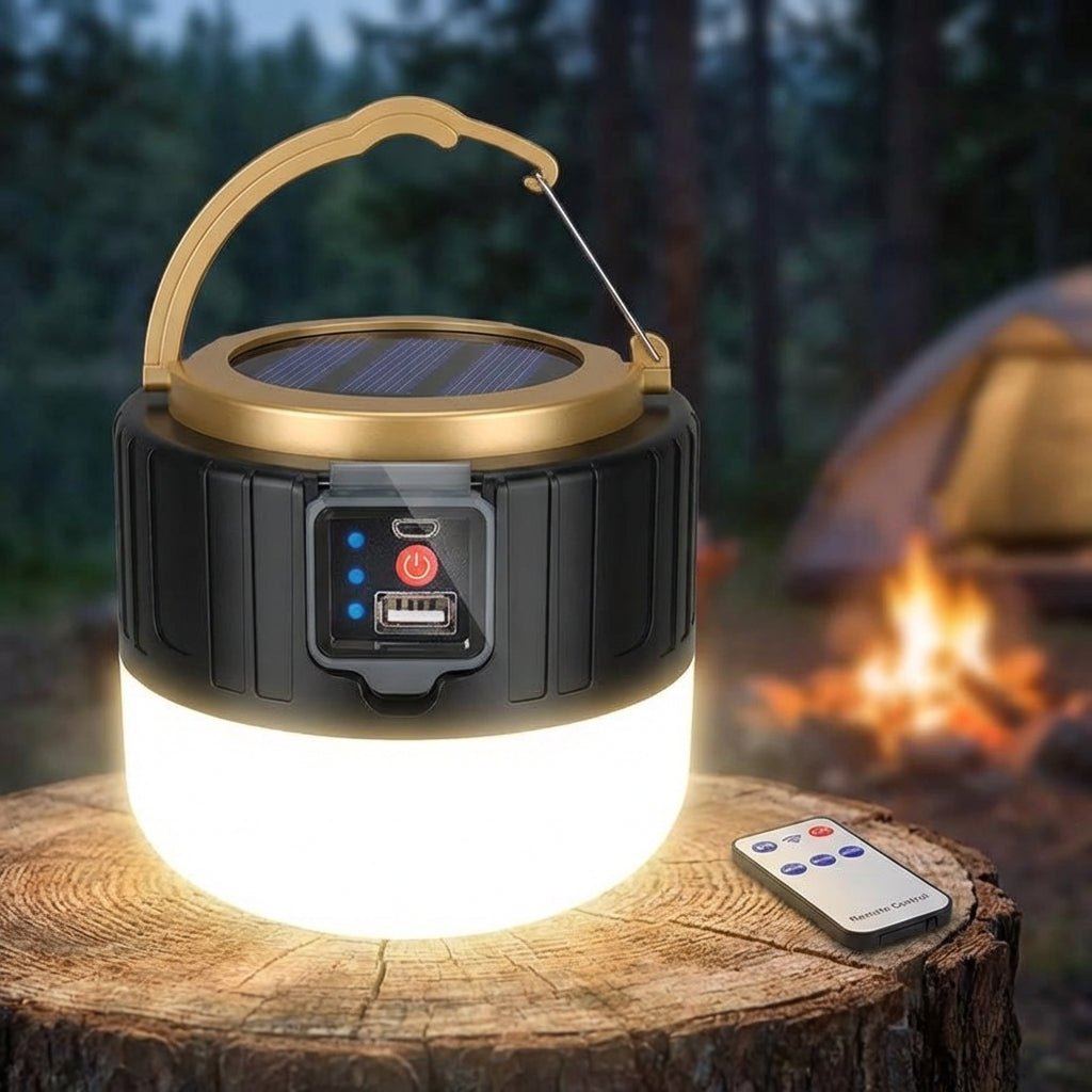 SolaraGlow | Portable Camping Lantern with Remote Control & Phone Charging | Durable Outdoor Light for Adventures 0