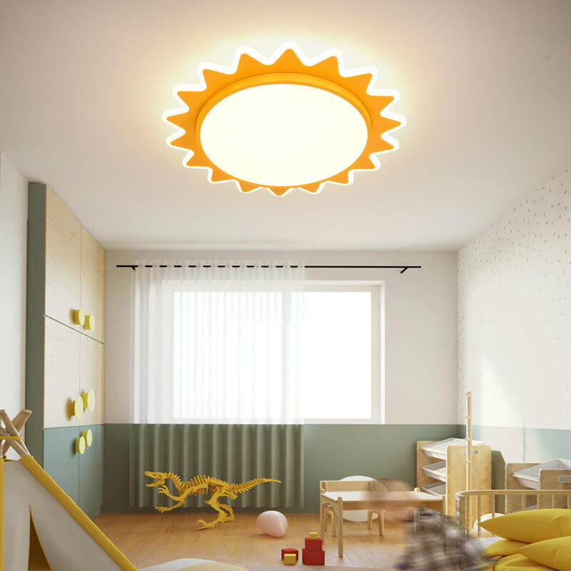 SolaraLight | Bright Cheerful Cartoon Sun Flush Mount Ceiling Fixture 0