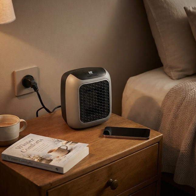 Space Heater Plug In, Portable Electric Heater with Digital Thermostat and Timer, Small Space Heater for Bedroom