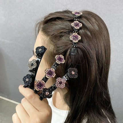 Hair Clip for Women, Rhinestone Hair Barrette with Crystal Stones, Sparkly Braided Hair Clip for Weddings and Parties